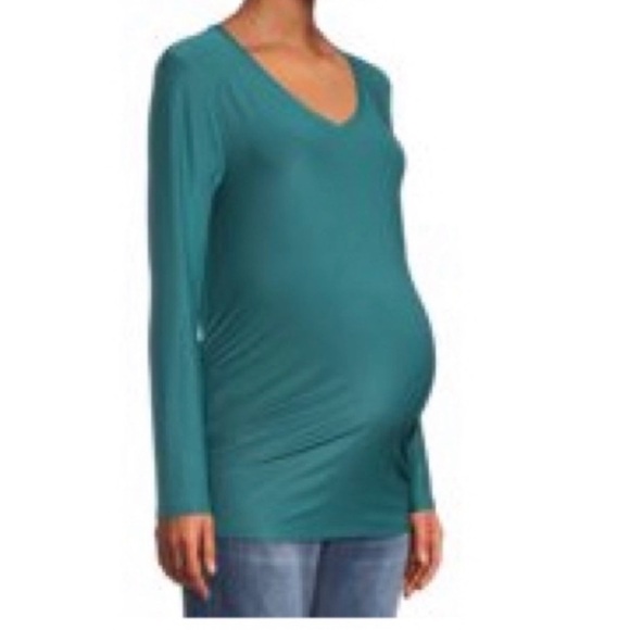 Maternity V-Neck T-shirt with Long Sleeves - Picture 2 of 4